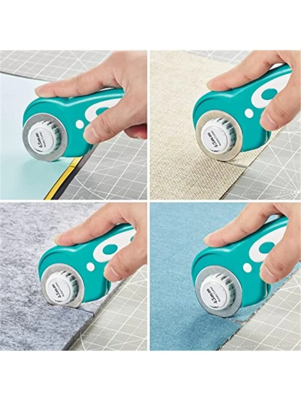 45mm Rotary Cutter with 5pcs Extra Blades, Ergonomic Handle Rolling Cutter